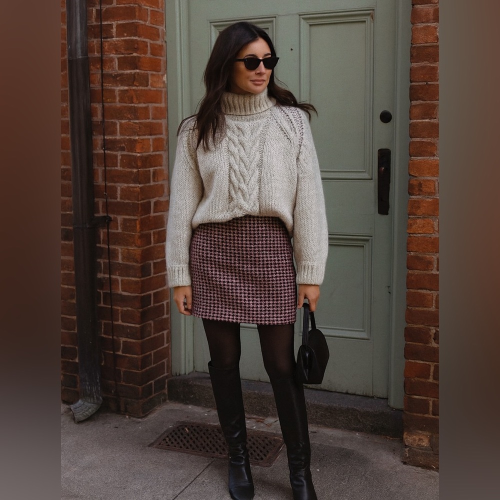 Pink & Black Tweed Skirt